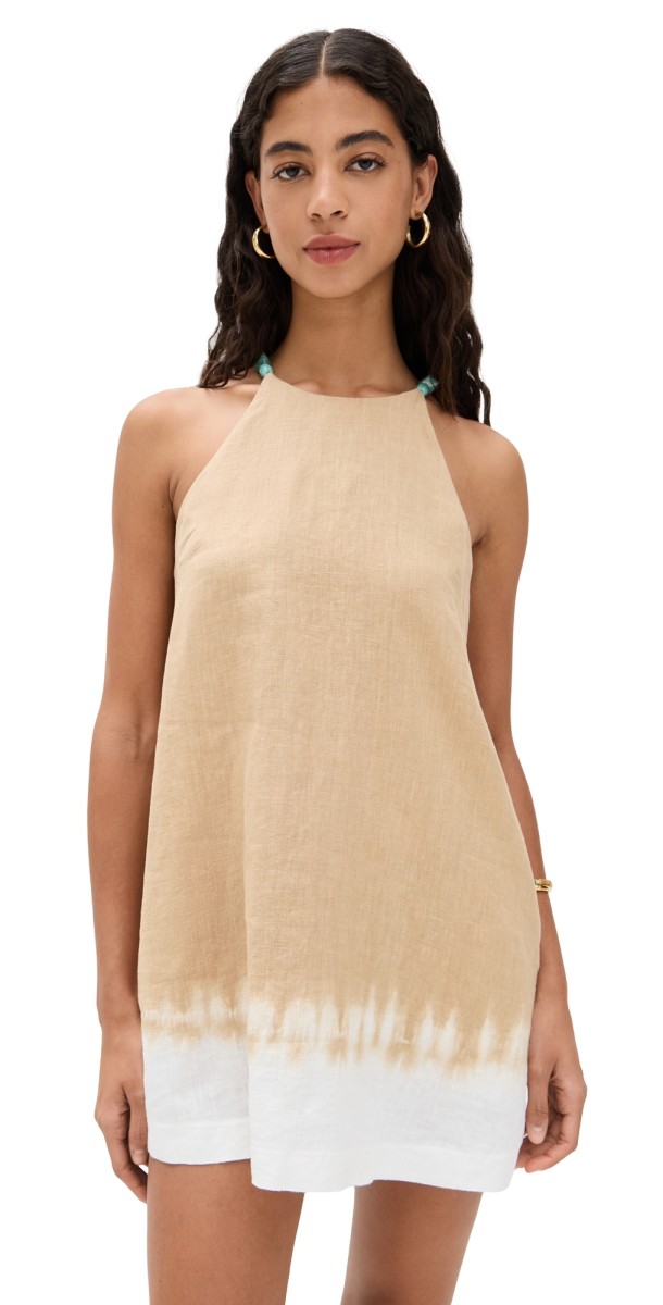 STAUD Cabo Linen Dress Desert Tie Dye