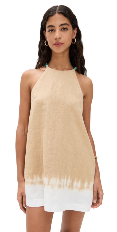 STAUD Cabo Linen Dress Desert Tie Dye