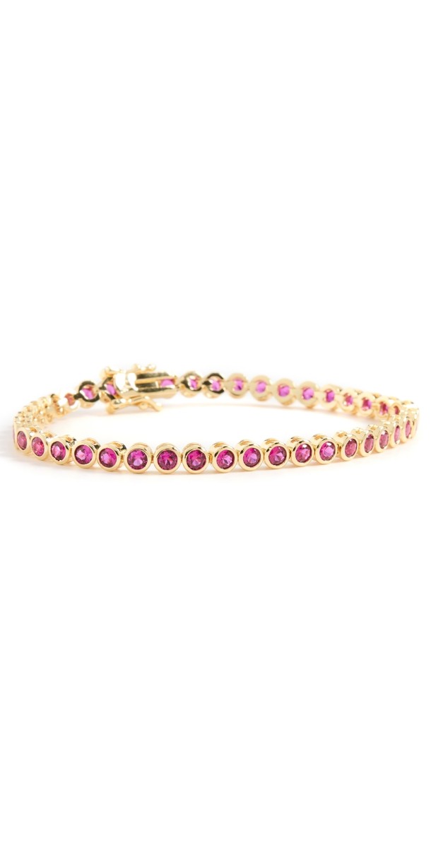 By Adina Eden Magenta Bezel Tennis Bracelet Magenta