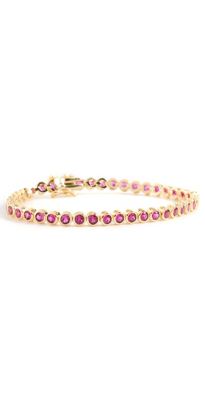 By Adina Eden Magenta Bezel Tennis Bracelet Magenta