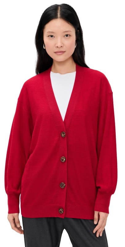 Apiece Apart Drippy Tissue Cardigan Deep Red