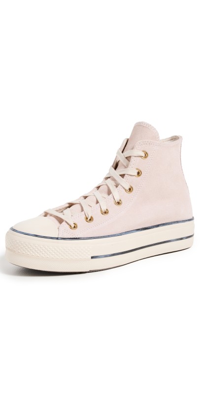 Converse Chuck Taylor All Star Lift Platform Suede Sneakers Pale Petal/Natural Ivory/Black