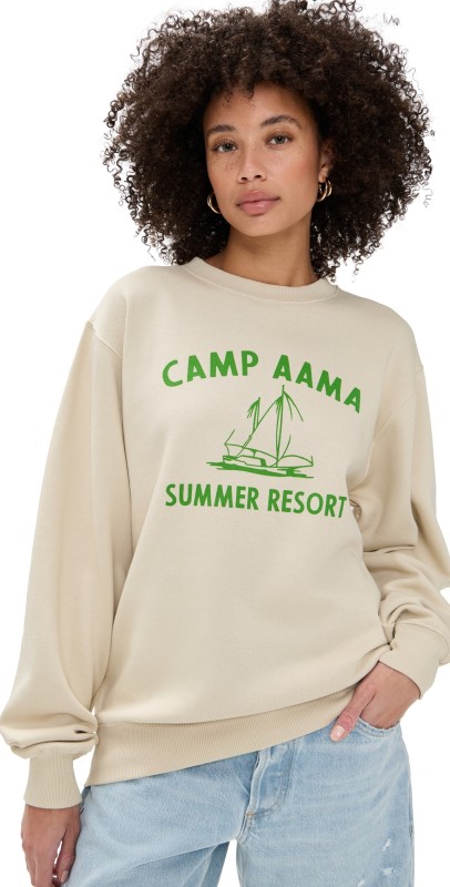 House of Aama Camp Aama Resort Vintage Wash Crew Neck Tan