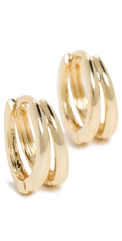 By Adina Eden Double Graduated Huggie Earring Gold