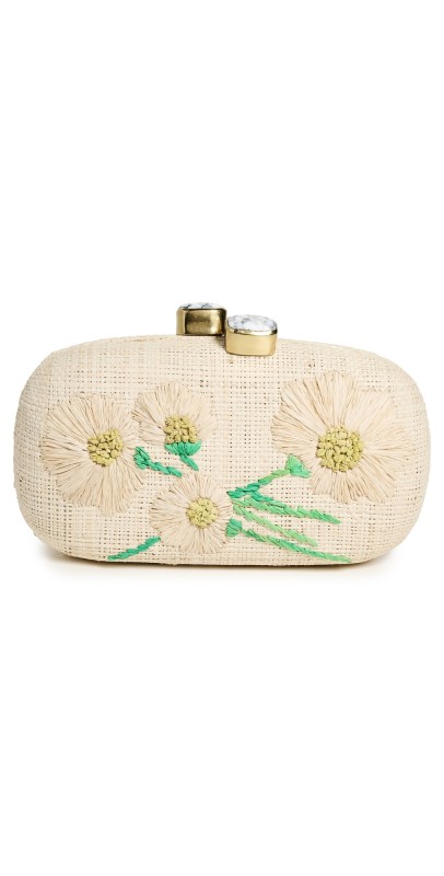 PAMELA MUNSON Vintage Daisies Clutch Natural