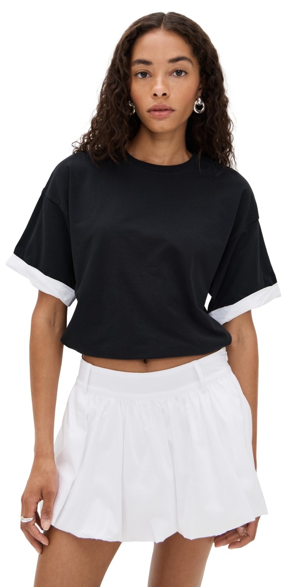 SIMKHAI Sutton Poplin Combo Top Black multi