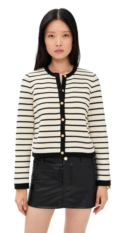 RAILS Catania Cardigan Ivory Black Stripe