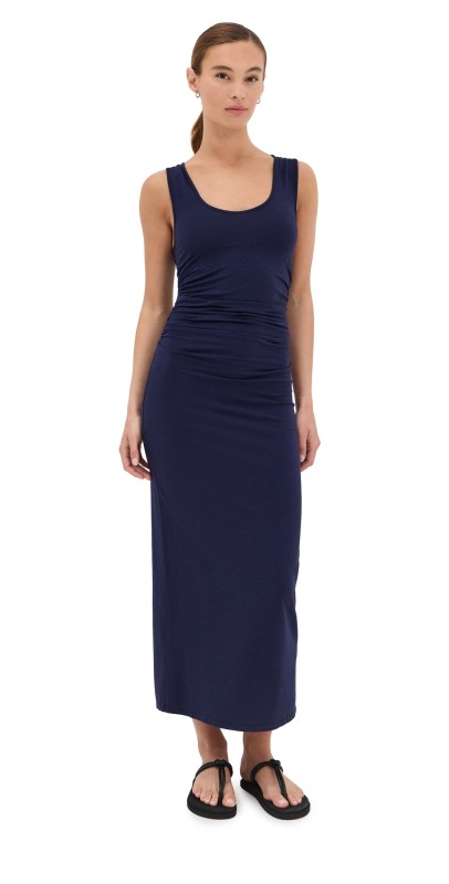 Another Tomorrow Ruched Tank Dress Indigo