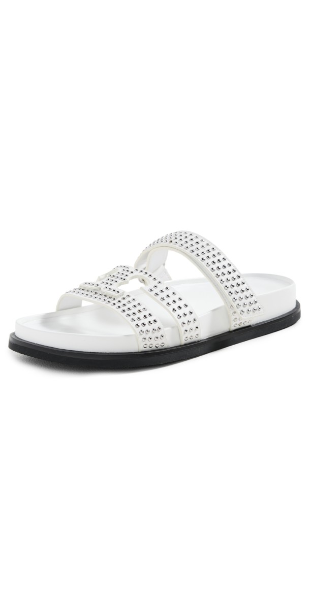 Tory Burch Ines Stud Sport Slides Cloud/Silver