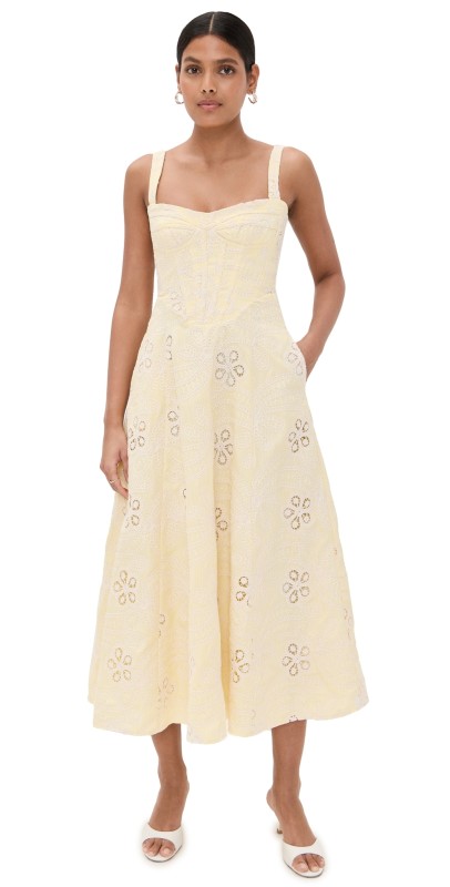 BARDOT Lilah Corset Midi Dress Yellow Dsy