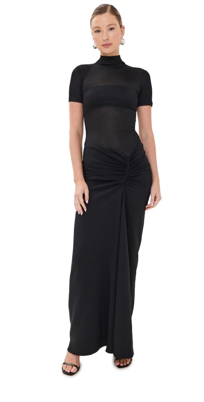 Christopher Esber Fusion Ruched Tee Gown Black