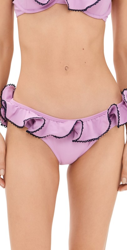 CAROLINE CONSTAS Lotus Bikini Bottoms Mauve/Navy Combo