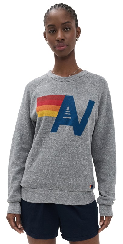 Aviator Nation Logo Crew Sweatshirt Heather Grey