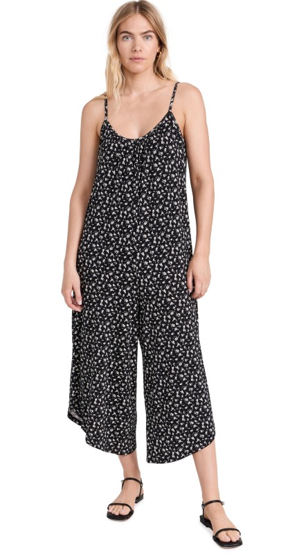 Z Supply Ditsy Flared Jumpsuit Black