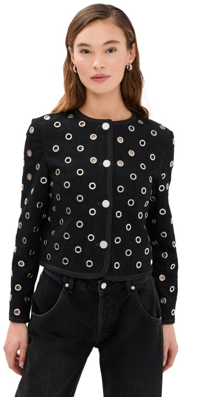 Veronica Beard Beale Jacket Washed Black/Silver