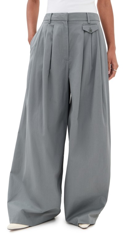 Tibi Bio Twill Triple Pleat Pants Grey