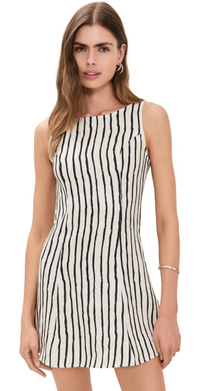 VRG GRL Chloe Linen Mini Dress Stripe