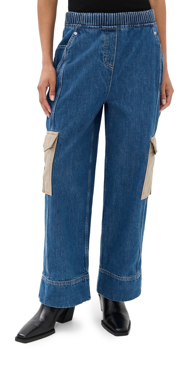3.1 Phillip Lim Denim Patchwork Pull On Jeans Indigo Multi