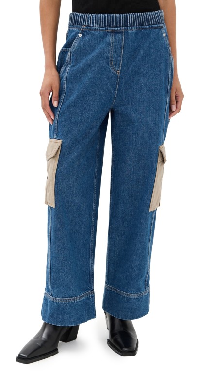 3.1 Phillip Lim Denim Patchwork Pull On Jeans Indigo Multi