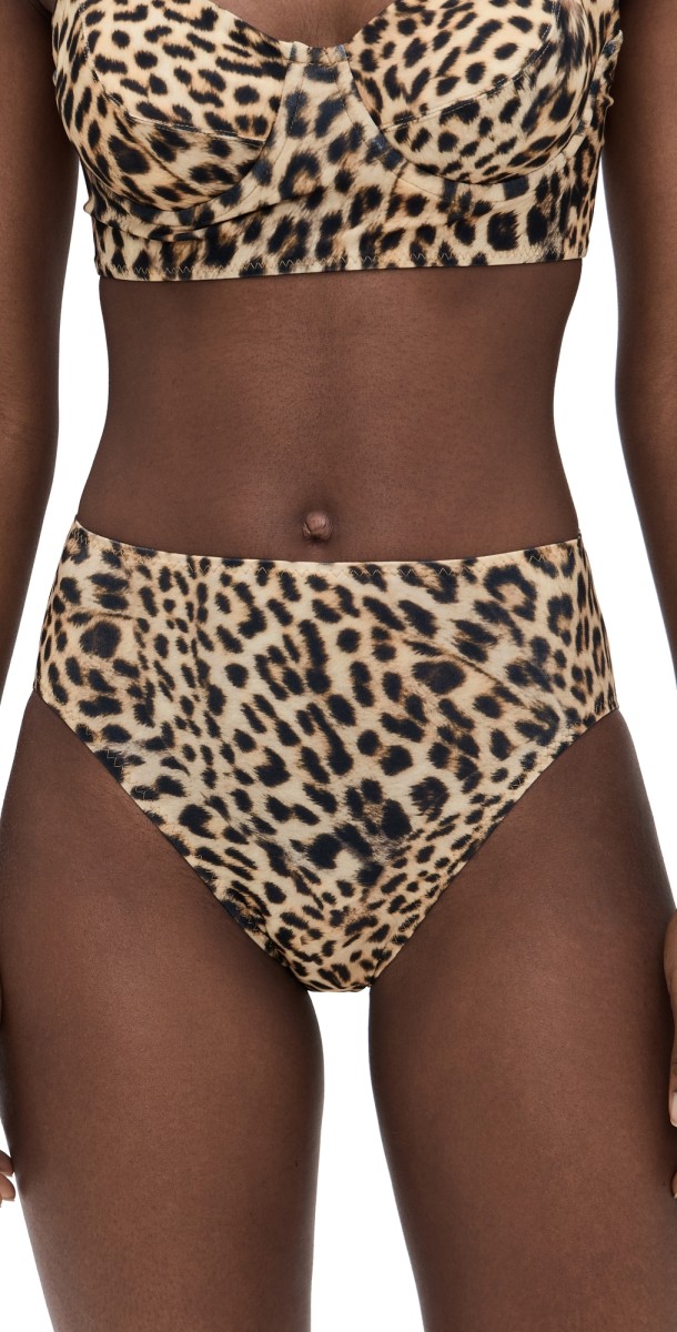 Norma Kamali Underwire Bikini Bottoms Cheetah Patch