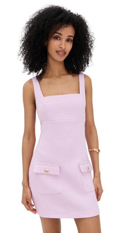 endless rose Square Neck Tweed Mini Dress Lilac