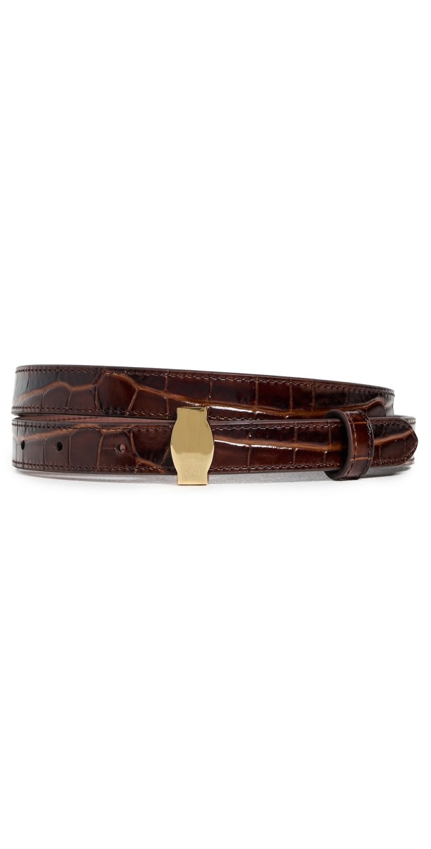 Veronica Beard Croc Embossed Dash Belt Chestnut