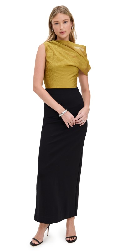 STAUD Topaz Dress Chartreuse/Black
