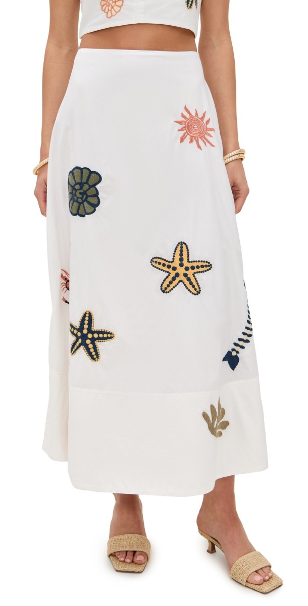 Cleobella Eden Ankle Skirt Ivory Multi