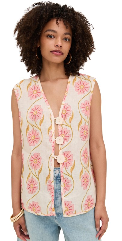 VRG GRL Lorena Linen Vest Bloom