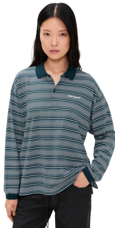 Carhartt WIP Largo Polo T-Shirt Largo Stripe/Deep Lagoon