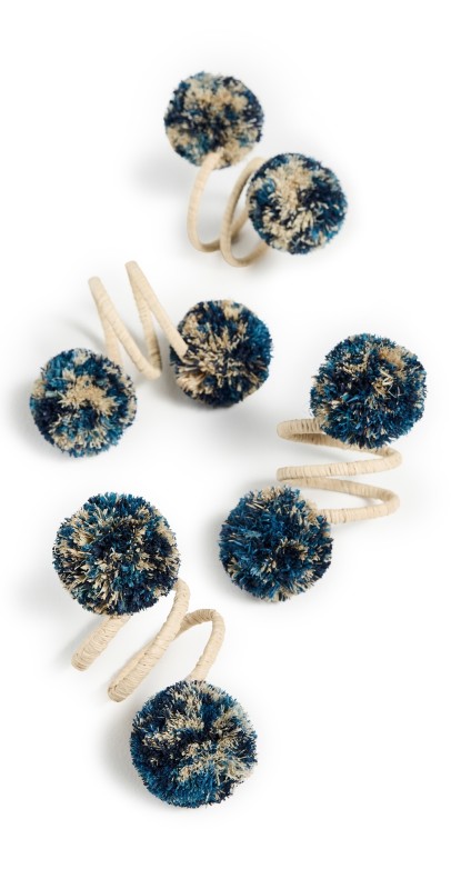 Kim Seybert Casbah Napkin Rings Set of 4 Natural/Blu