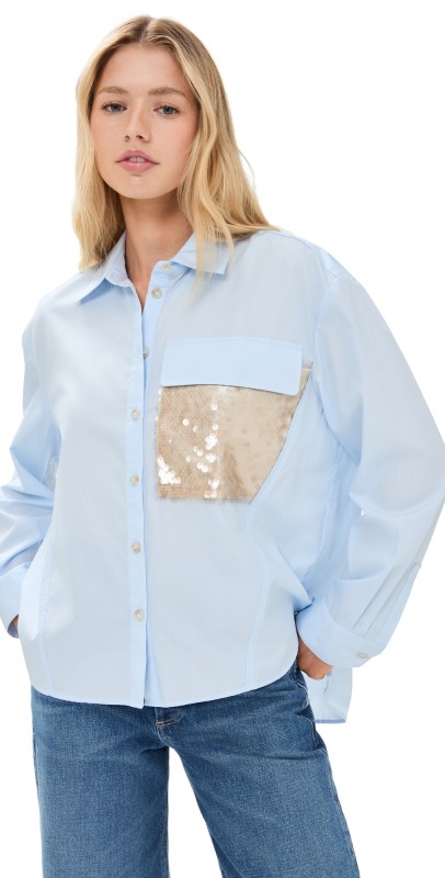 Tanya Taylor Topher Sequin Top Oxford/Champagne