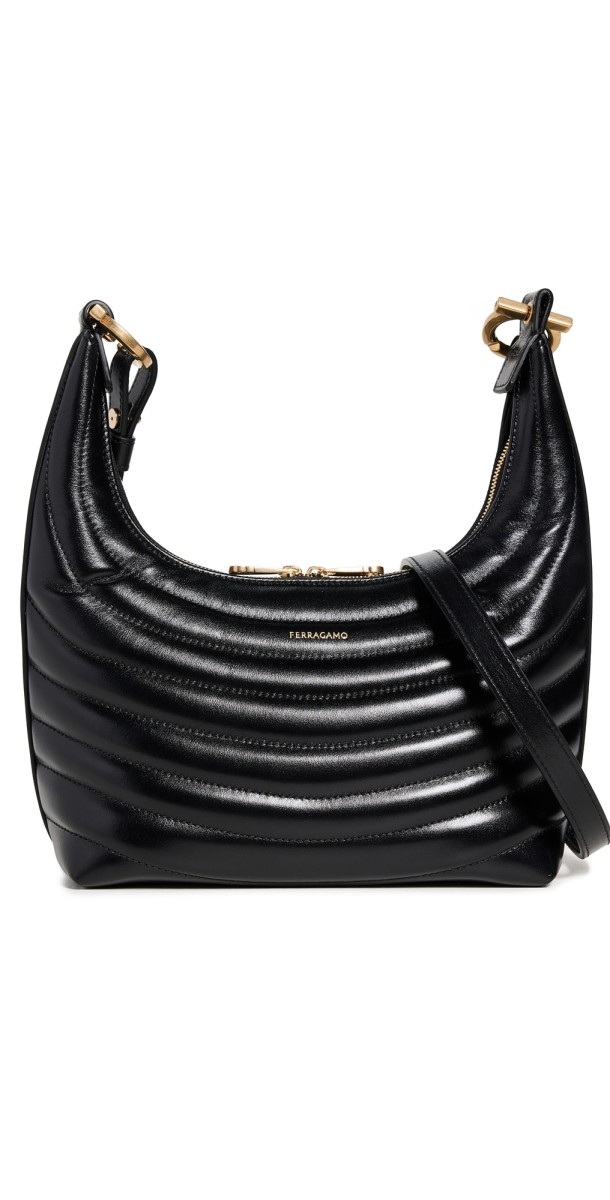 FERRAGAMO Wind Shiny Exterior Crossbody Bag Nero