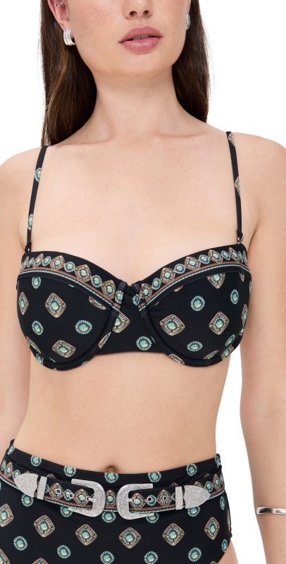 L'AGENCE Alexandra Southwestern Structured Bra Bikini Top Black