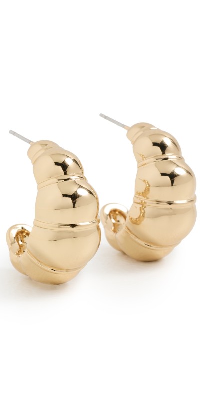 LELET NY Glossy Croissant Hoop Earrings Gold