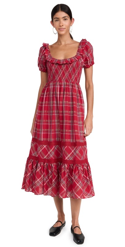 LoveShackFancy Gerania Dress Cherry Red