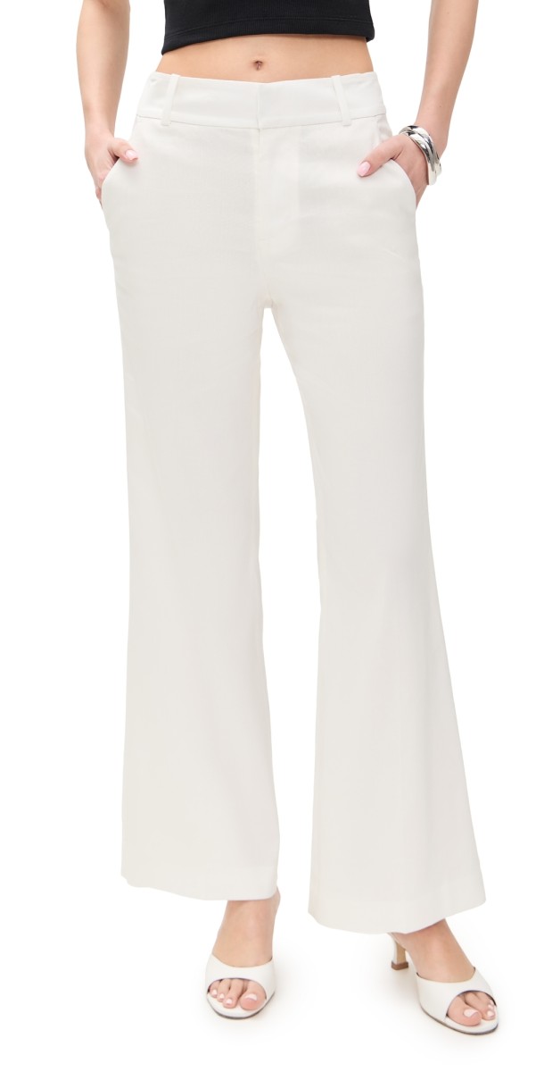 alice + olivia Quinn Ankle Length Kick Flare Pants Off White