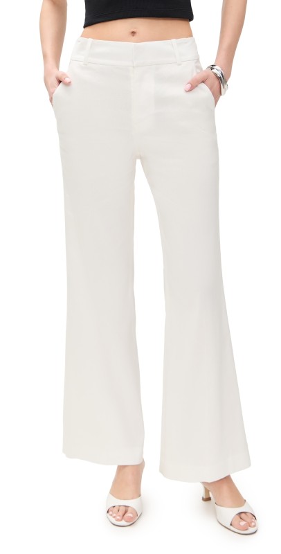 alice + olivia Quinn Ankle Length Kick Flare Pants Off White