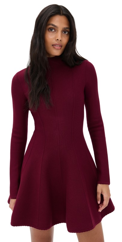 Fleur du Mal Long Sleeve Flared Corset Dress Claret