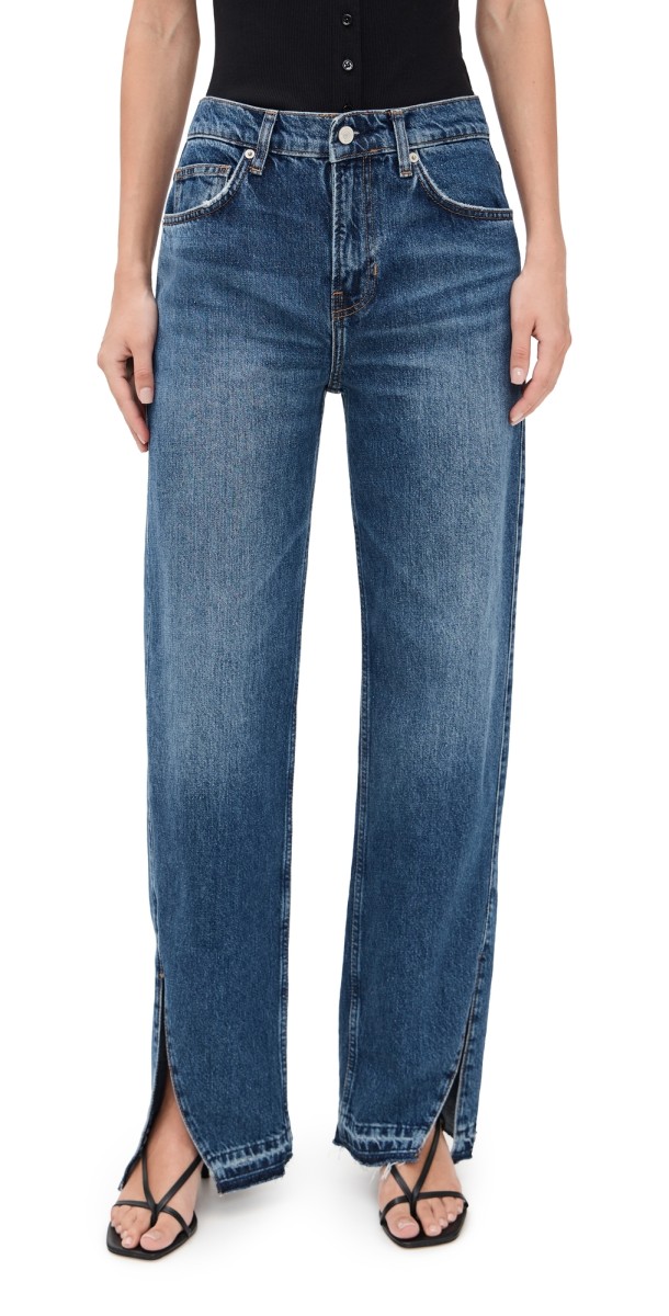 Reformation Val 90s Mid Rise Straight Jeans Maggiore Vented Let Down Hem