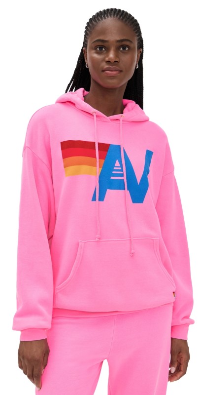 Aviator Nation Relaxed Logo Pullover Hoodie Neon Pink