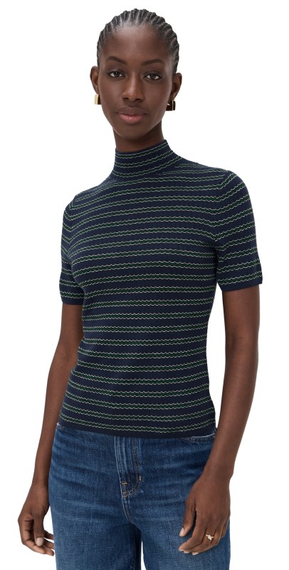 Theory Leenda Stripe Shirt Deep Navy Multi