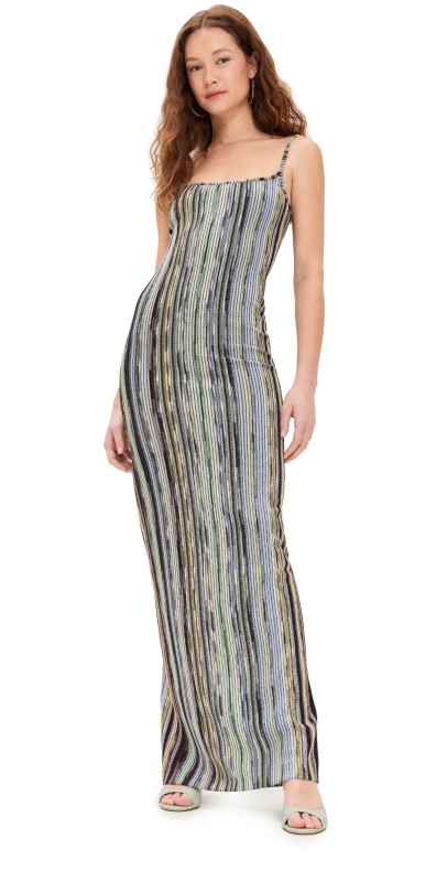 Missoni Sleeveless Long Dress Multi Green/Blue/Brown Tones