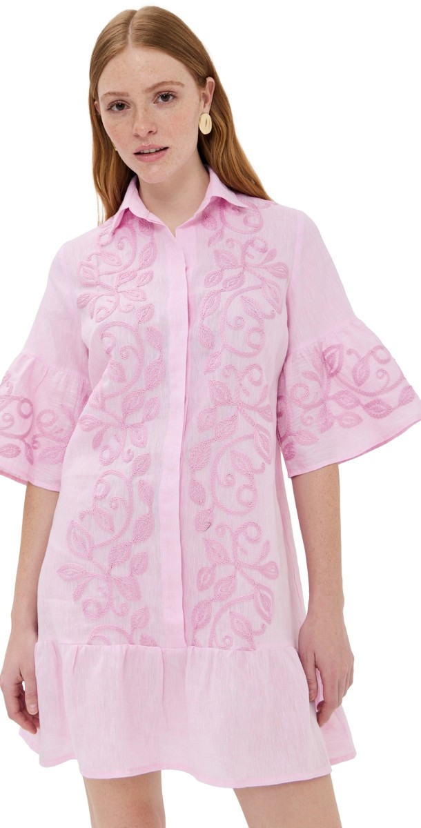 Temptation Positano Enza Embroidered Mini Dress Pink