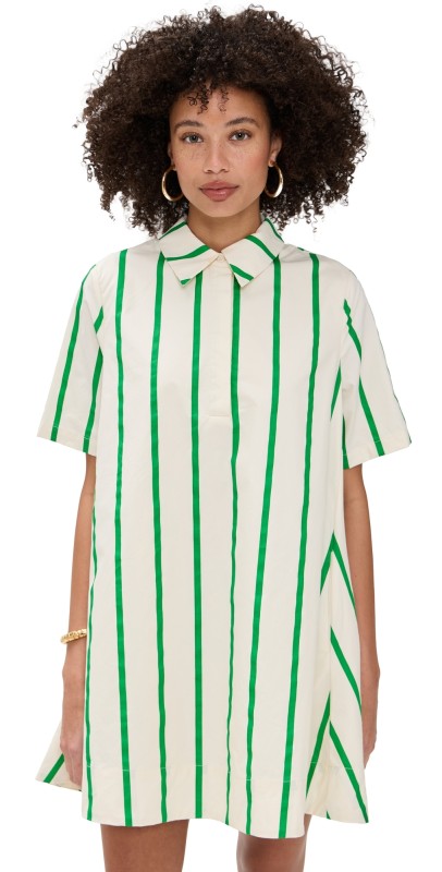 English Factory Striped Kaftan Mini Dress Green Multi