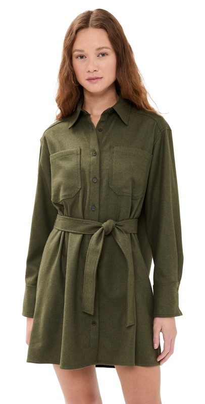 La Ligne Wool Shirt Dress Olive
