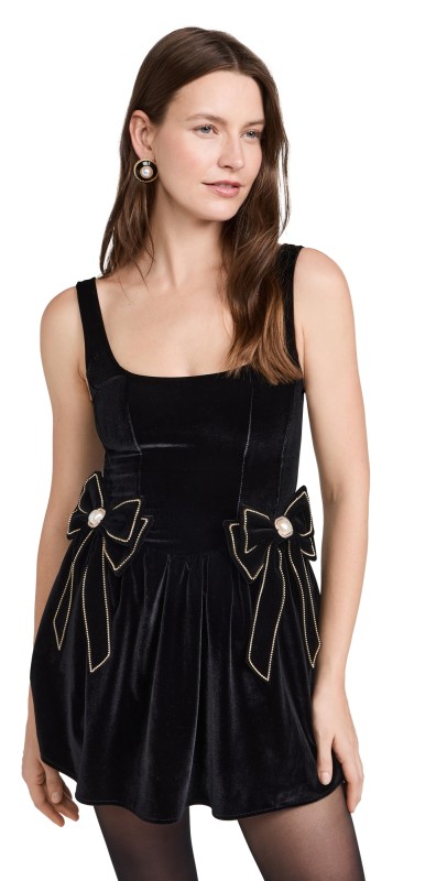 Show Me Your Mumu Ricci Velvet Skort Dress Black Velvet