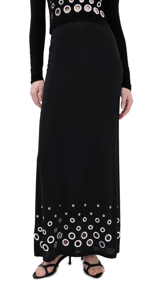 rabanne Long Skirt In Jersey Black
