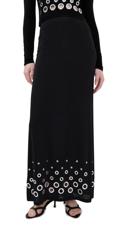 rabanne Long Skirt In Jersey Black