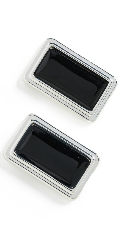Heaven Mayhem Archer Rectangle Earrings SILVER / BLACK